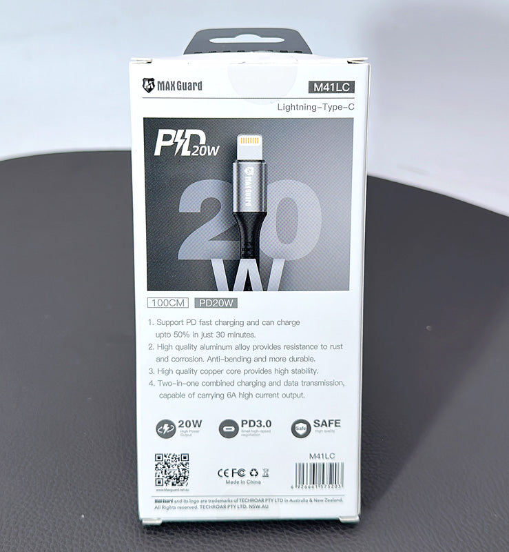 Maxguard 1M PD 20W Lightning to Type-C cable M41LC