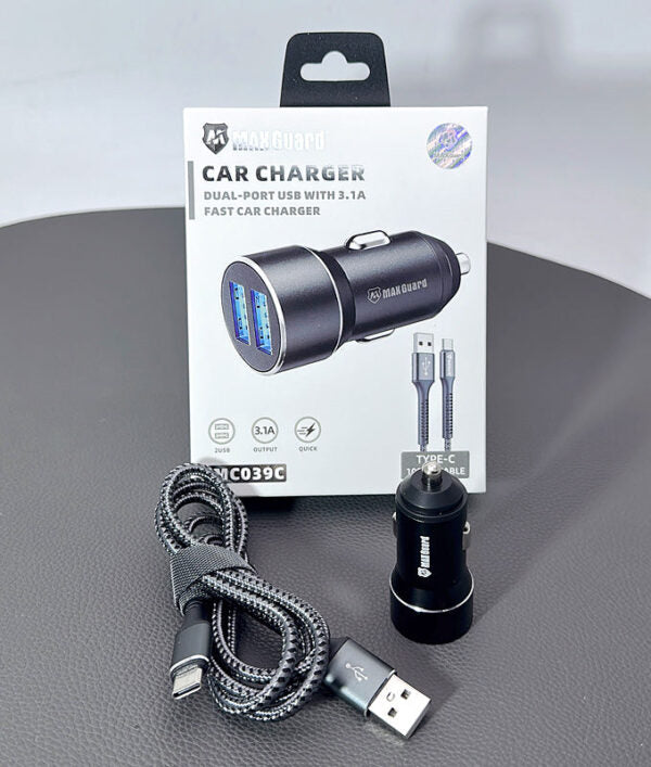 Maxguard 3.1A Car Charger With 1M Type-C Cable MC039C