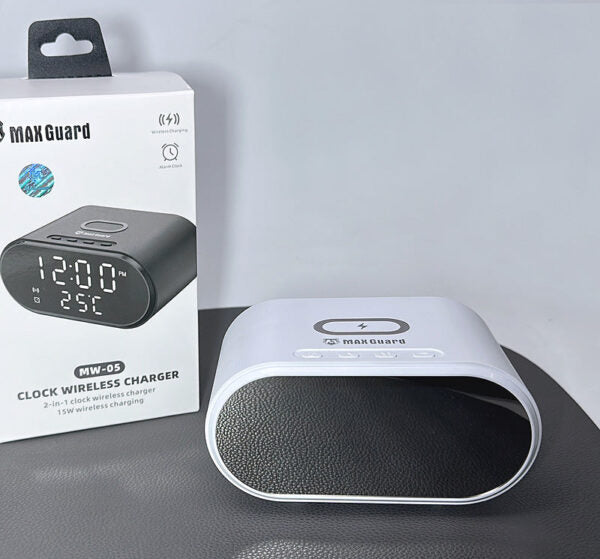 Maxguard 15W 2 IN 1 Alarm Clock Wireless Charger MW05