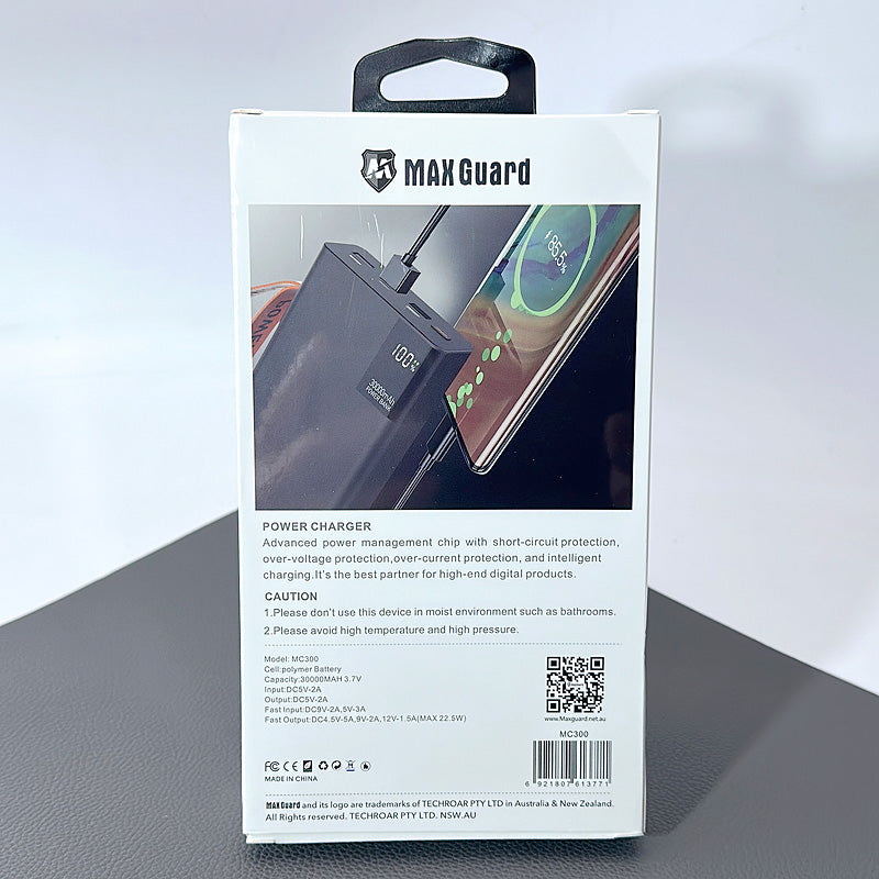 Maxguard 30000 Mah PD QC 3.0 3USB+2Type-C Power Bank MC300