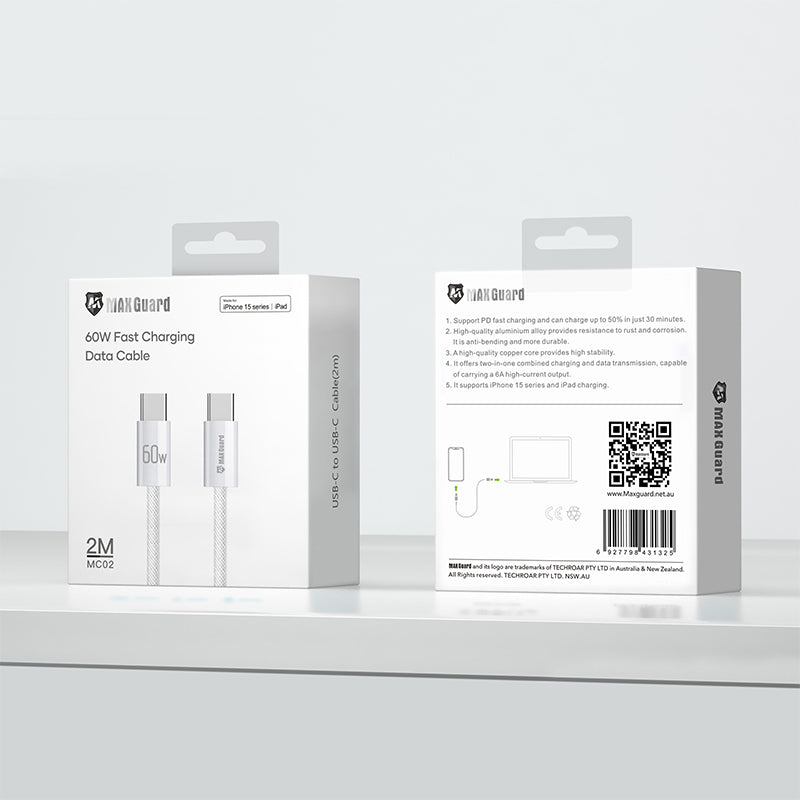 Maxguard 2m PD 60W Fast Charging Date Cable MC02 (For IP 15 Series/IPad)