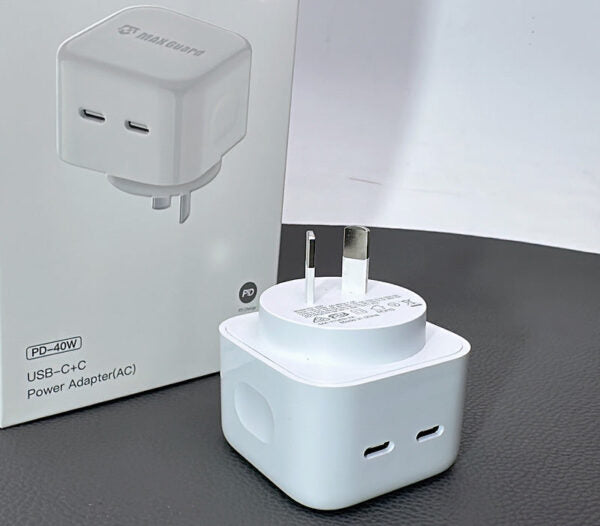 Maxguard PD 40W USB-C+C Power Adapter(AC) Home Wall Charger PD40W